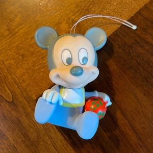 VINTAGE DISNEY BABY MICKEY MOUSE HOLDING CHRISTMAS BALL - ORNAMENT